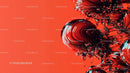 Dynamic Red Abstract with Swirling Liquid Patterns
