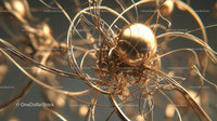 Intricate Golden Metallic Structure with Spherical Center