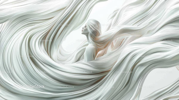 Ethereal Woman with Flowing Silky Hair