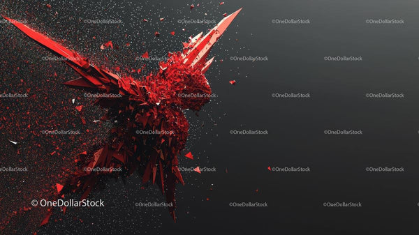 Dynamic Abstract Art with Red Shattered Fragments