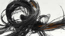 Dynamic Black Swirls with Touches of Orange