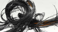 Dynamic Black Swirls with Touches of Orange