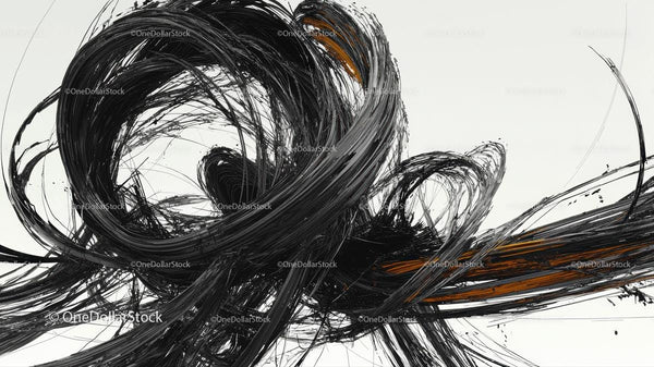 Dynamic Black Swirls with Touches of Orange