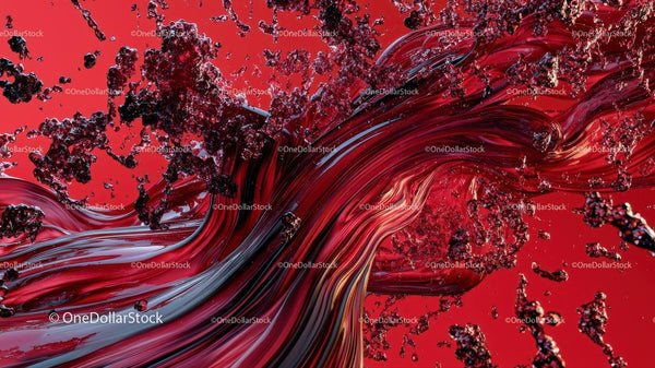 Dynamic Red Fluid Motion with Textured Details