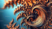 Intricate Brown and Blue Fractal Art with Swirling Patterns