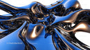 Futuristic Abstract Metallic Fluid Design with Blue Hues