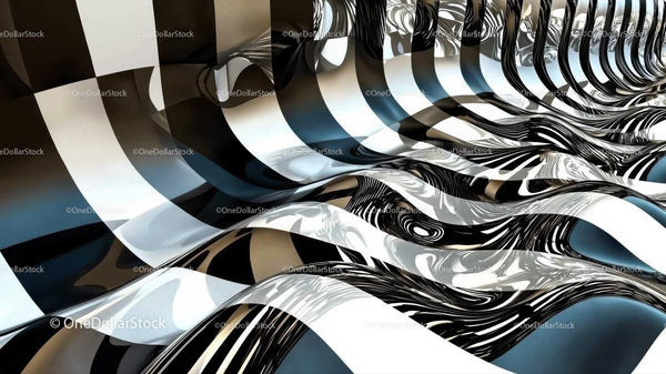 Abstract Black and White Geometric Pattern Waves