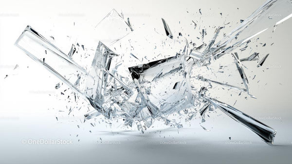 Dynamic Explosion of Shattered Glass in Motion