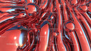 Abstract Red and Silver Flowing Liquid Art