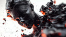 Dynamic Abstract Sculpture with Black and Red Fluid Effects