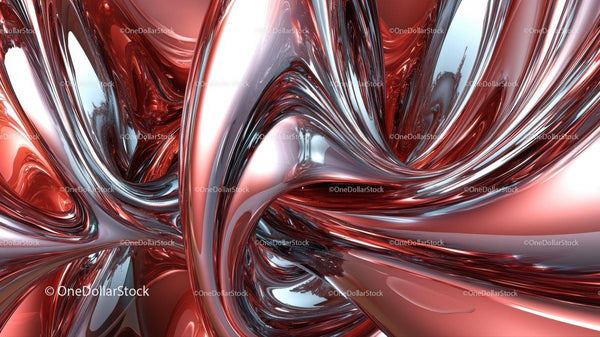 Abstract Metallic Red and Silver Swirl Design