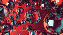 Floating Transparent Bubbles on a Vivid Red Background