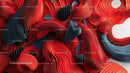 Vibrant Red and Black Abstract 3D Waves Design