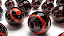 Black and Red Swirl Spheres with Glossy Surfaces