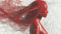 Abstract Silhouette with Flowing Red Lines