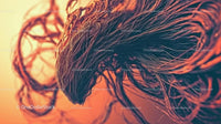 Intricate Flowing Fibers in Warm Orange Tones