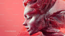 Futuristic Abstract Digital Sculpture in Red and White