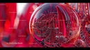 Vibrant Red Reflections in Glass Sphere Abstract Art