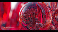 Vibrant Red Reflections in Glass Sphere Abstract Art