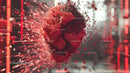 Dynamic Explosion of Red Cubes in Abstract Digital Art