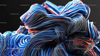 Dynamic Abstract Art with Blue and Red Waves