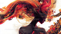 Surreal Portrait With Fiery Abstract Swirls