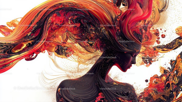 Surreal Portrait With Fiery Abstract Swirls