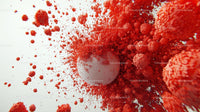 Dynamic Red Particle Explosion in Abstract Art