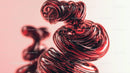Intricate Red Glass Swirl Sculpture in Abstract Form