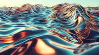 Abstract Metallic Waves with Vibrant Reflections
