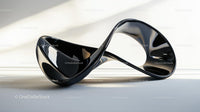 Sleek Black Modern Abstract Sculpture in Sunlight