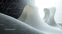 Futuristic Abstract Sculpture with Monochrome Elegance