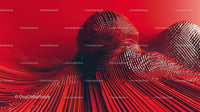 Abstract Red Geometric Sculpture and Wavy Patterns