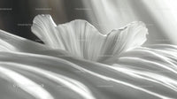 Elegant Abstract Wave of Silky White Fabric
