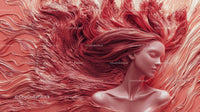 Surreal Portrait of Woman with Flowing Red Hair