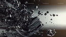Abstract Black Liquid Motion with Shiny Surfaces