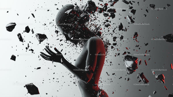 Surreal Shattered Figure in Dynamic Abstract Art