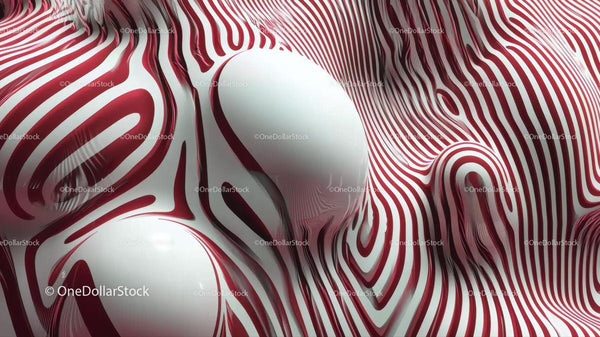 Red and White Wavy Stripes Creating Optical Illusion