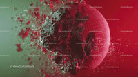 Dynamic Cosmic Explosion with Red and Green Accents