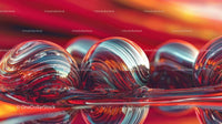 Vibrant Glass Spheres with Red and Orange Reflections