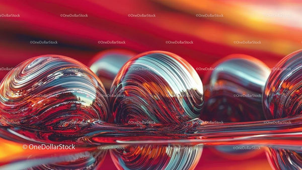 Vibrant Glass Spheres with Red and Orange Reflections