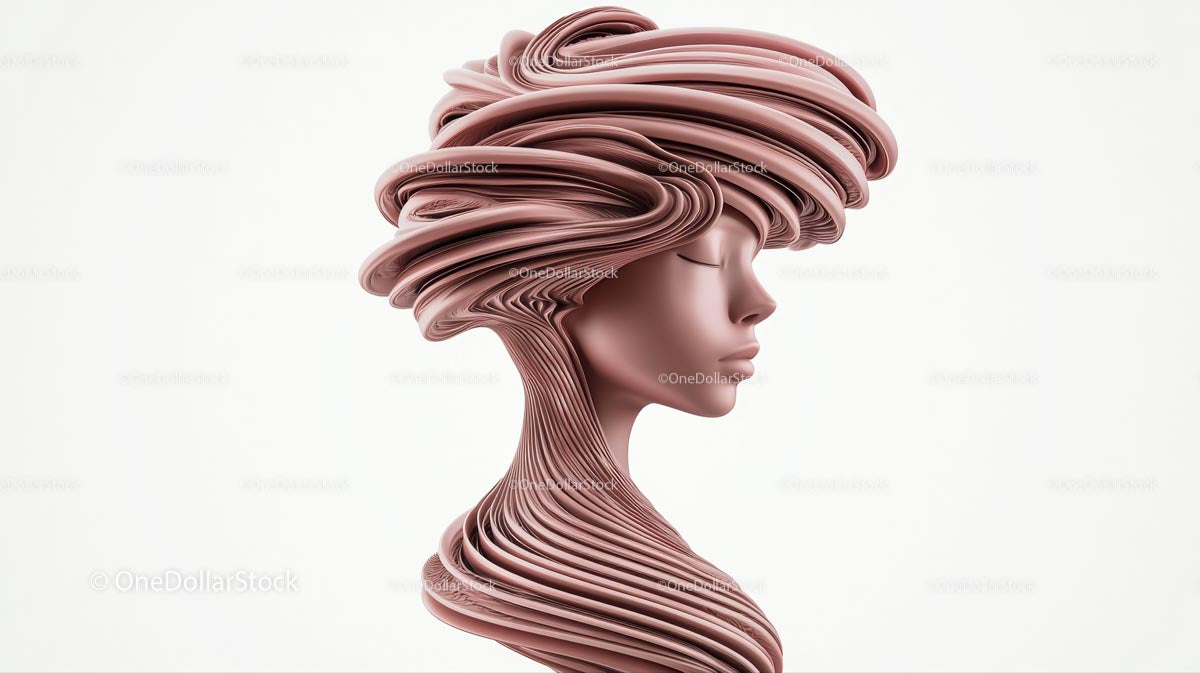Elegancka surrealistyczna rzeźba 3D o skręconym designie