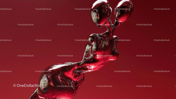 Abstract Red Glass Sculpture in Modern Art Design