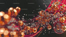 Futuristic Abstract with Orange Swirling Spheres
