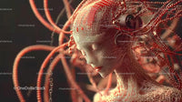 Futuristic Cyborg with Complex Wire Design