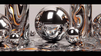 Abstract Reflective Metallic Spheres on Fluid Surface