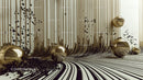 Black and Gold Abstract Design with Spheres