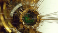 Golden and Green Concentric Abstract Art Design
