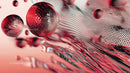 Abstract Red Spheres with Fluid Lines and Geometric Patterns