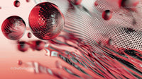Abstract Red Spheres with Fluid Lines and Geometric Patterns